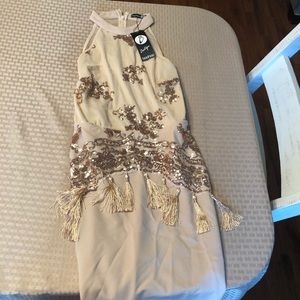 boohoo rose gold sequin dress